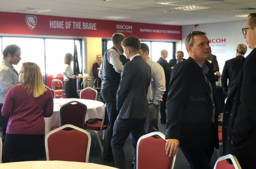 Photo of attendees of Randall & Payne's Budget Day at Kingsholm Stadium