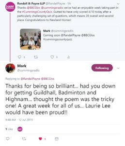 Mark Cummings tweet about quiz