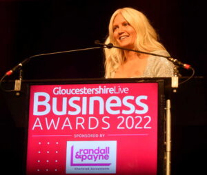 Sarah Pullen Reach Plc opening the Gloucestershire Live Business Awards 2022 sponsored by Randall & Payne