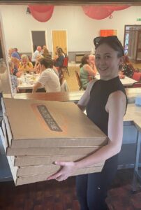 Chloe Stannard of WSP Solicitors with the Molto-Bene pizza delivery