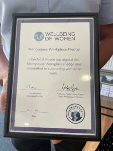 Certificate to show signed Menopause Workplace Pledge